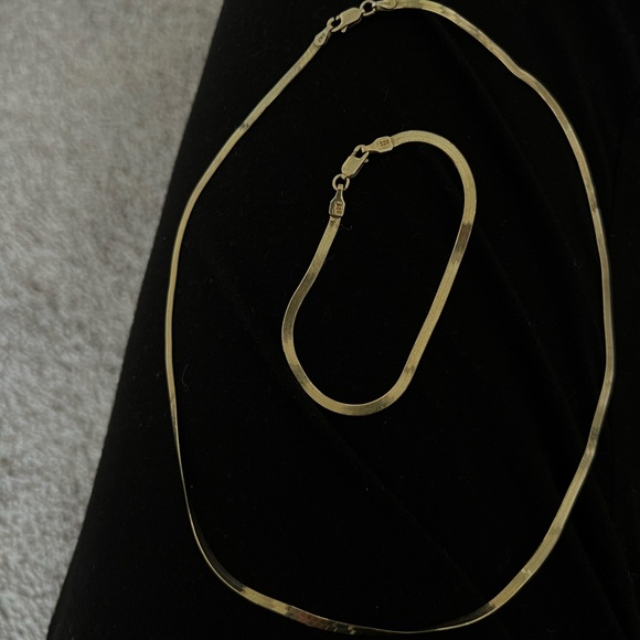 Jordan road - 18k gold plated matching thin herringbone set - Picture 2 of 3